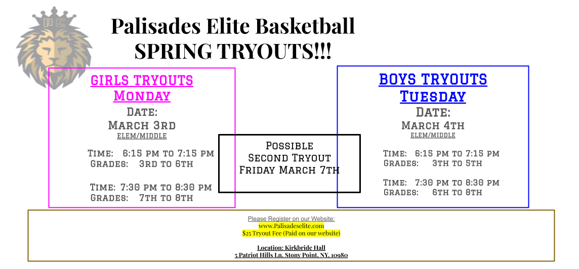 AAU SPRING TRYOUTS ELEM/MIDDLE